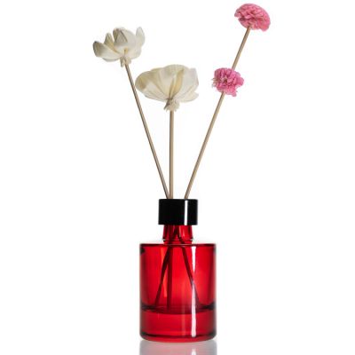 Red Color Glass Reed Diffuser Bottle 100ml Oil Fragrance Bottle wholesale