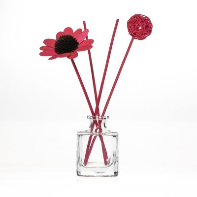 Custom Square 60ml Clear Home Fragrance Perfume Reed Diffuser Bottles with Stopper