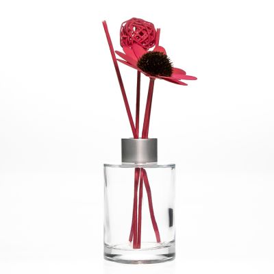 Hot selling clear 120ml cylinder reed diffuse glass bottles with aluminum caps