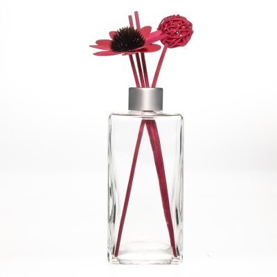 560ml transparent luxury square shape thick base diffuser glass bottle wholesale