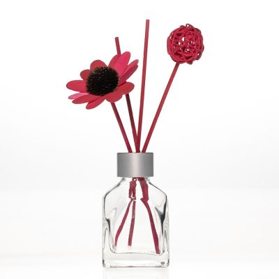 Customized Thick base 100ml Square Shaped Clear Glass Diffuser Bottle wholesale