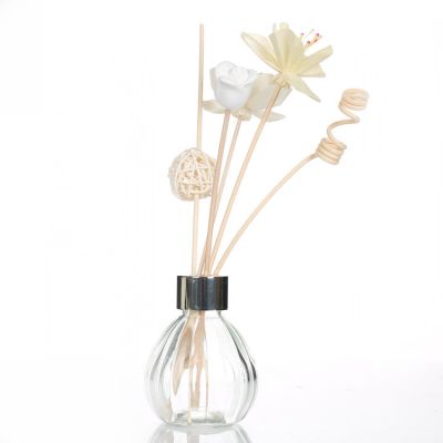 Hot sale 200ml round pumpkin shaped glass reed diffuser bottle with screw cap