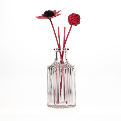 200ml clear vertical stripes roman glass reed diffuser bottle