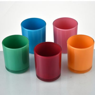 Multicolors 7oz 10oz 15oz Round Glass Candle Jars with Lids in Bulk Soy Wax Scented Candle Holder with Private Labels for Candle