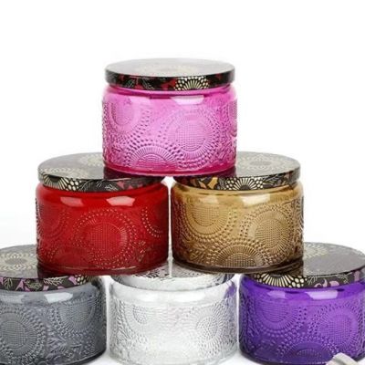 Customize the exclusive label pink yellow gray and other colors of the embossed craft candle empty jar