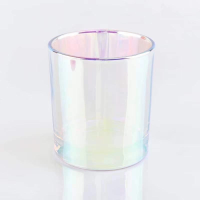 New Creative Round Glossy Iridescent Electroplated Votive Empty Candle Jars With Kinds Of Lid