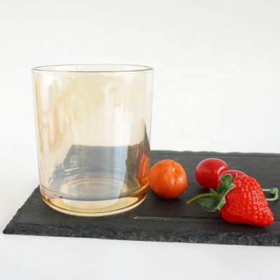 12oz Translucent shiny amber design christmas candle jars with metal lids