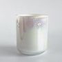 holographic candle jar 16oz rainbow peal white glass candle holder with bamboo lid