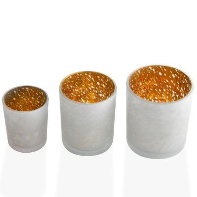 Glass candle jar gift electroplated luxury empty babysbreath candle holders with shiny colorful outside