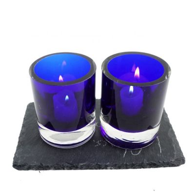 160ml unique empty solid blue glass candle jar thick candle containers for hotel