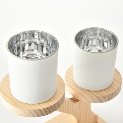 Luxury 200ml 320ml 440ml Round Matte White Matte Black Frosted Electroplate Inside Empty Candle Jars