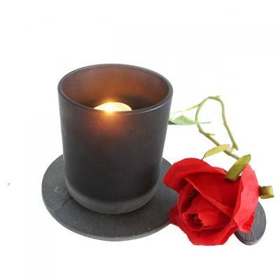 new design 8oz frosted black candle jar with lid for candle making