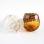 2021 New Design mouth blown hand made amber white thick candle jars holder