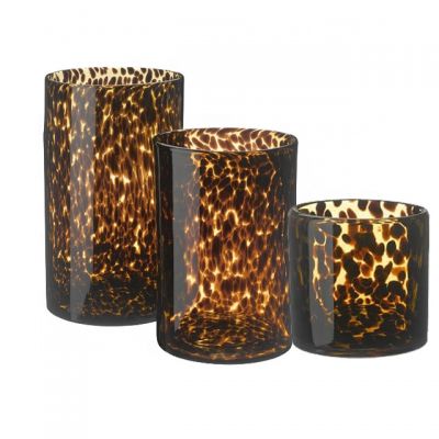 2021 new design leopard cylinder 8oz 12oz 13oz 16oz and 17oz candle jar for making candle