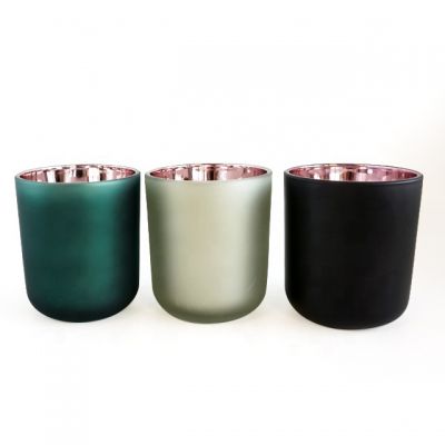 Best Selling Cylinder Glass Candle Holders 16oz Glass Candle Jars with rose gold inside