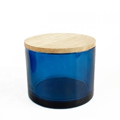 wholesale 3 different colors modern glass candle jar with lids