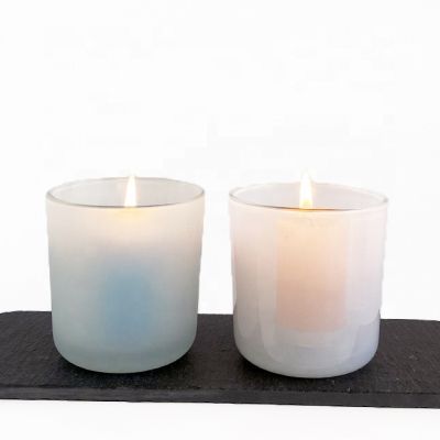 Fashion 8oz shiny white/ frosted candle jar round glass candle holder