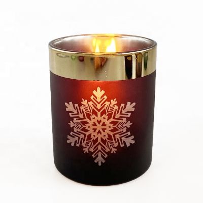 New Arrival Snow Pattern Glass Candle Jars Laser Engraving for Home Decoration