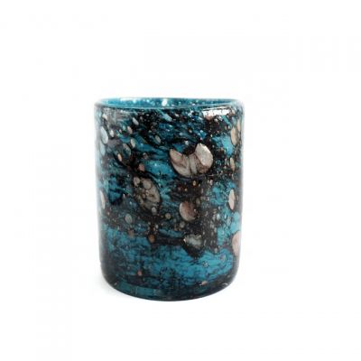 2021 New Design Votive Candle Holder 700ml Hand Blown Art Glass Votive In Teal