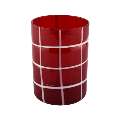 Handmade 10OZ Semi-permeable red glass candle holder wholesale