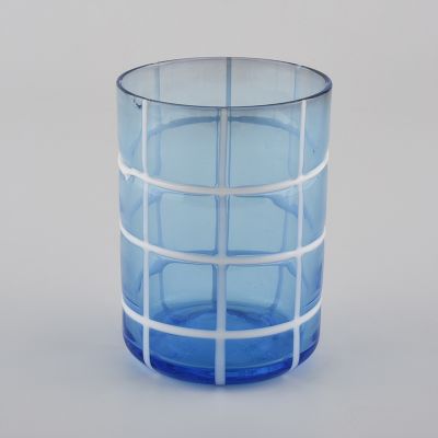 Luxury Scented empty blue cylinder clear Glass Candle Jars suppliers