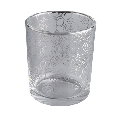 Luxury decal 400l cylinder glass candle holder foe home decor in bulk