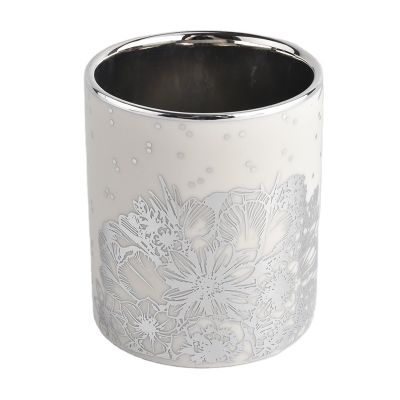 Plating newly design cylinder ceramic candle jars for candles bulk glassware suppliers