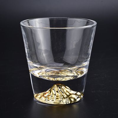 heavy bootom glass candle container, transparent yellow glass candle vessel 7 oz
