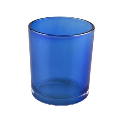 Blue 10 oz 8 oz empty cylinder glass jars with lids for candles