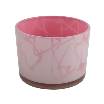 Spray orange color 500ml cylinder glass candle holder spray pink color for wholesale