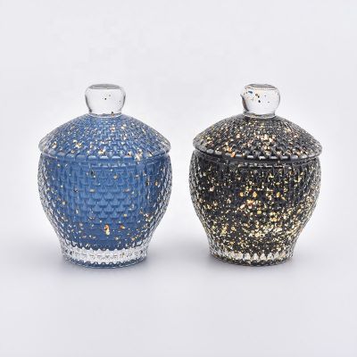 Black 10 oz 8 oz empty diamond candle wick glass jars with lids for wedding decoration