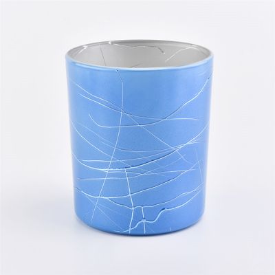 12 oz glass candle jar, blue glass candle holder