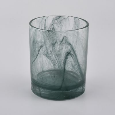 Luxury Scented Soy cylinder marble Glass Candle Jars supplies