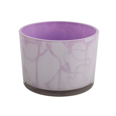 Luxury purple 500ml cylinder glass candle jar for candle making in bulk