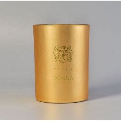 Matte Gold Glass Candle Holder With Custom Printing Logo