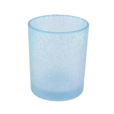 350ML frozen and iridescent cylinder wholesale glass candle holder for home decoration