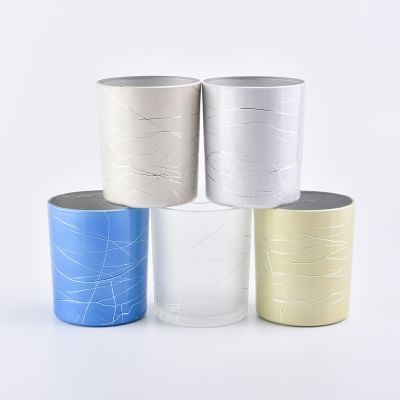 400ML electroplating spray cylinder wholesale glass candle holder for home decoration