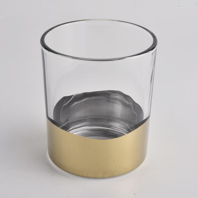 transparent glass vessel with yellow bottom, glass container for candle making