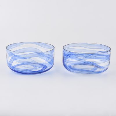 Color melted wholesale blue color glass candle holder