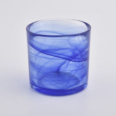 Blue glass container, unique glass candle jar wholesales