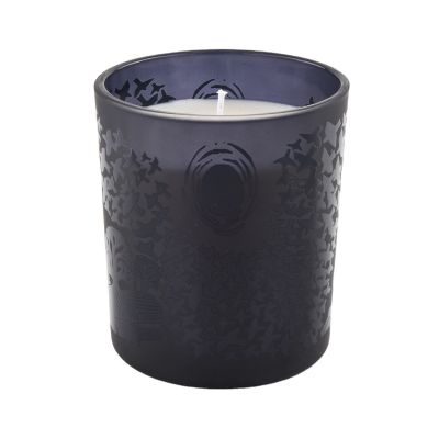 Black glass candle vessels with full decal printing