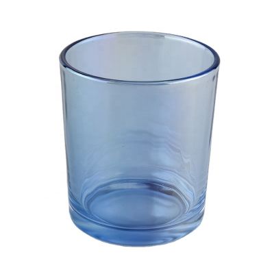 shining blue decorative glass candle holders