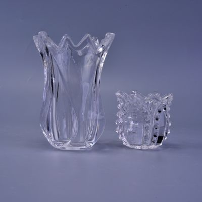 flower shape glass candle jar with lids
