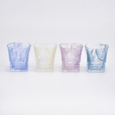 wholesale diamond blue glass candle jar for candle making