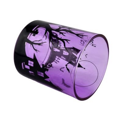 wholesale purple glass jar candle vessel decorative candle holder home decoration