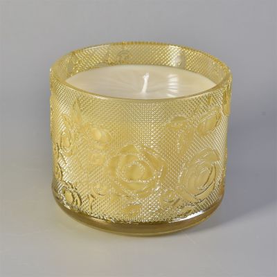 Custom Rose Pattern Glass Candle Jars Custom Candle Jar Supplier