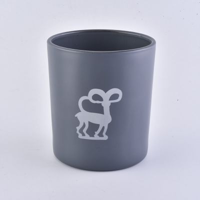 gray glass candle jar with custom logo, glass candle holders home decoration