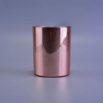 Rain dropped effect rose gold glass candle jar