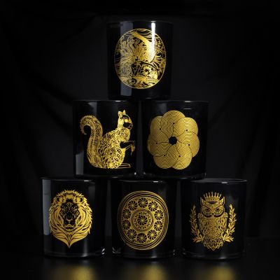 Black Glass Candle Jar Wtih Custom Logo