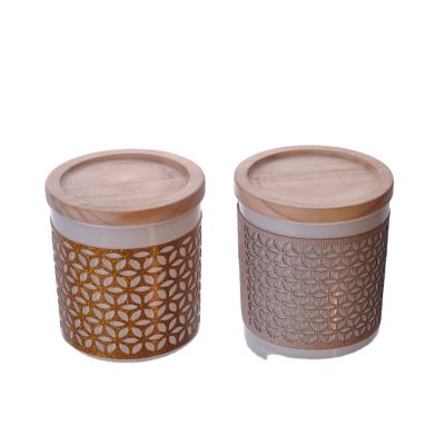 White colored glass candle jars with lid